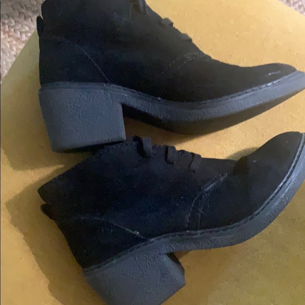 Black Block Heel Suede Booties